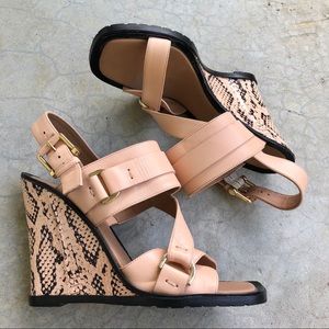 Derek Lam Gillie snakeskin wedges sandals nude 7.5